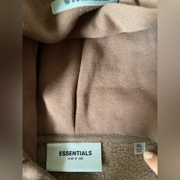 Essentials Fear Of God Hoodie/Sweatshirt Size XL Chocolate Brown/Raindrum - Picture 3 of 7
